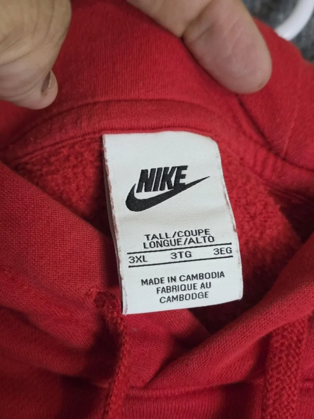Nike Hoodie Mens 3XL Tall Red Pullover Fleece Sweatshirt Logo Stains BV2654-657
